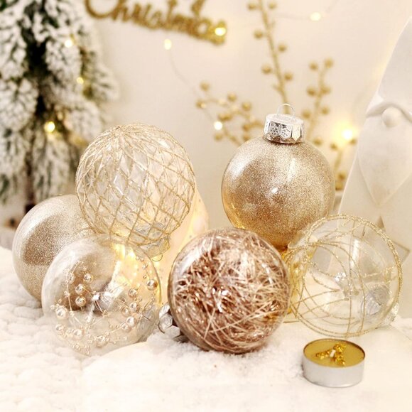 Clear Plastic Christmas Ball Ornaments 30ct 2.36 Inch Champagne Tree Decoration - Picture 5 of 9